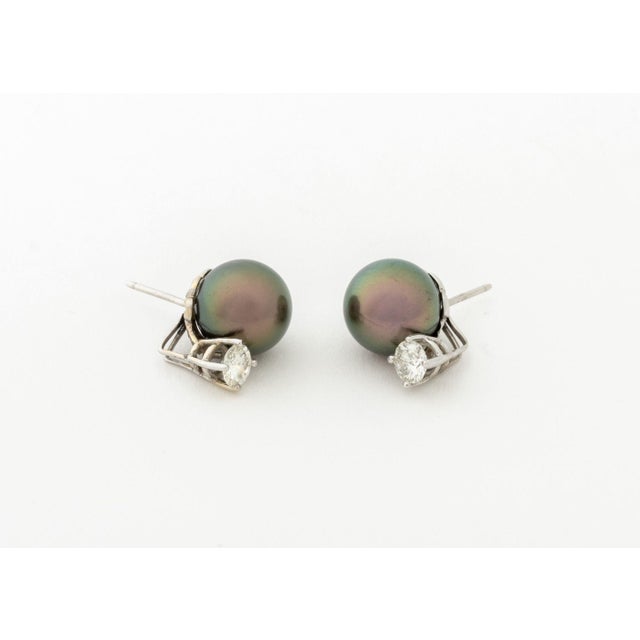Tahitian Pearl, Diamond, and 14k White Gold Jewelry Set For Sale - Image 10 of 11