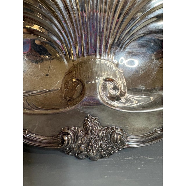 Metal Vintage W & Sb English Regency Style Silver Plated Large Scallop Clam Shell Serving Dish For Sale - Image 7 of 12