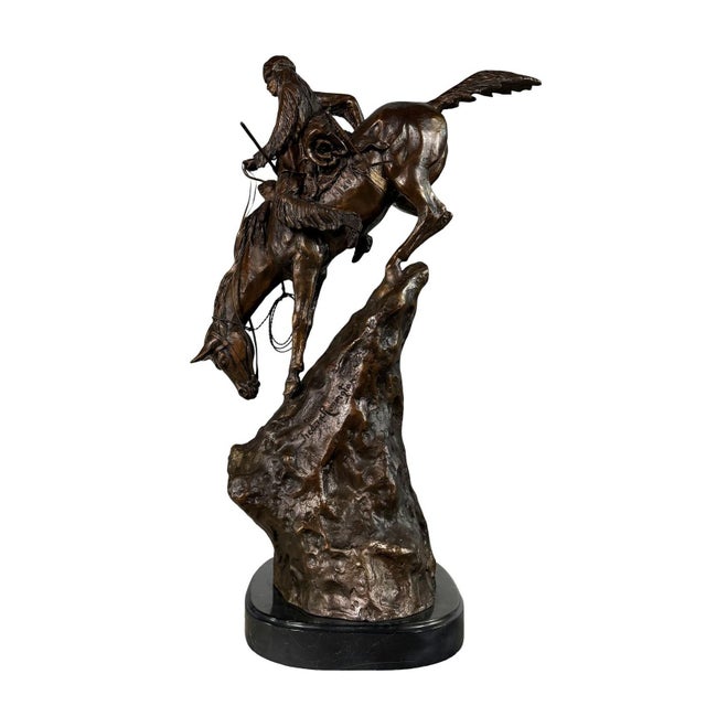 Bronze "The Mountain Man" Statue After Remington, Signed - 36" H For Sale - Image 9 of 12