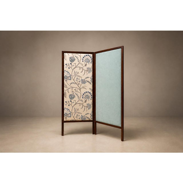 Three-Panel Screen in Brazilian Rosewood & Upholstered Fabrics by Sergio Rodrigues, 1960s For Sale - Image 4 of 14
