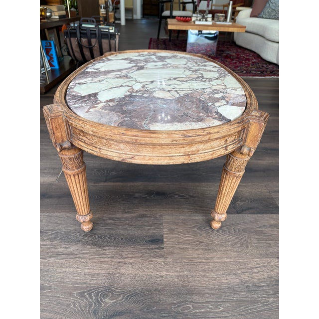 Neoclassical Style Oval Marble Coffee Table For Sale - Image 4 of 11