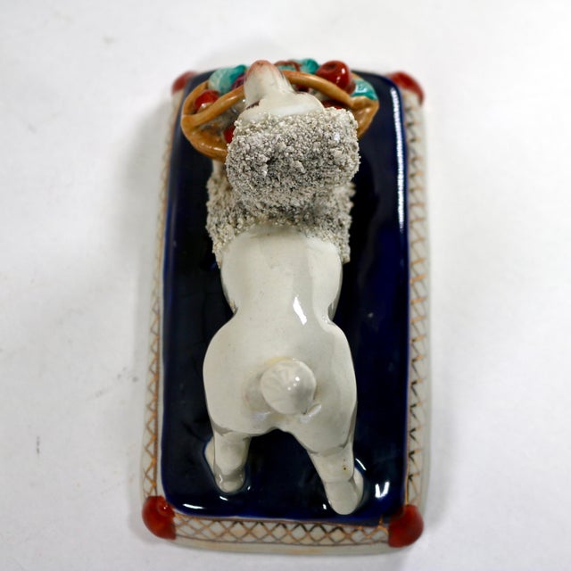 Antique Staffordshire Confetti Poodle W/ Basket Figurine For Sale - Image 10 of 11