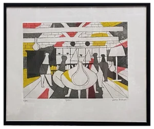Julian Trevelyan, Surrealist Interior, 1973, Etching, Framed