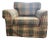 Vintage Plaid Fabric Armchair W/Matching Ottoman For Sale
