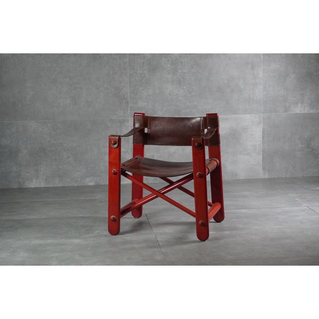 Bardella Chair in Wood and Leather by Umberto Brandigi for Poltronova, 1967 For Sale - Image 11 of 11