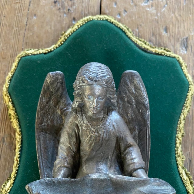 French Antique Bronze Angel Holy Water Front For Sale - Image 4 of 11