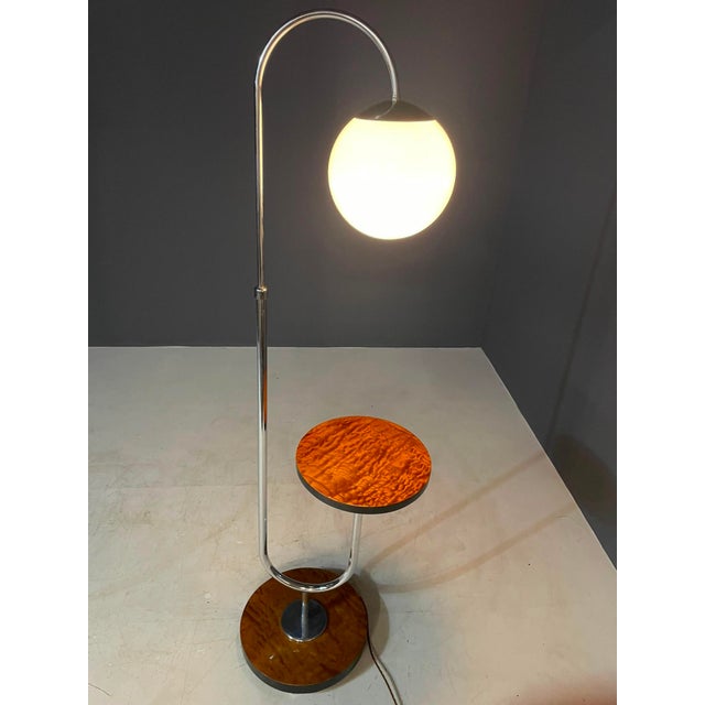 Bauhaus Floor Lamp with Integrated Table by R. Slezák, Czechoslovakia, 1920s For Sale - Image 4 of 11