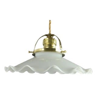 French Ceiling Lamp with Brass Ceiling Rosette For Sale