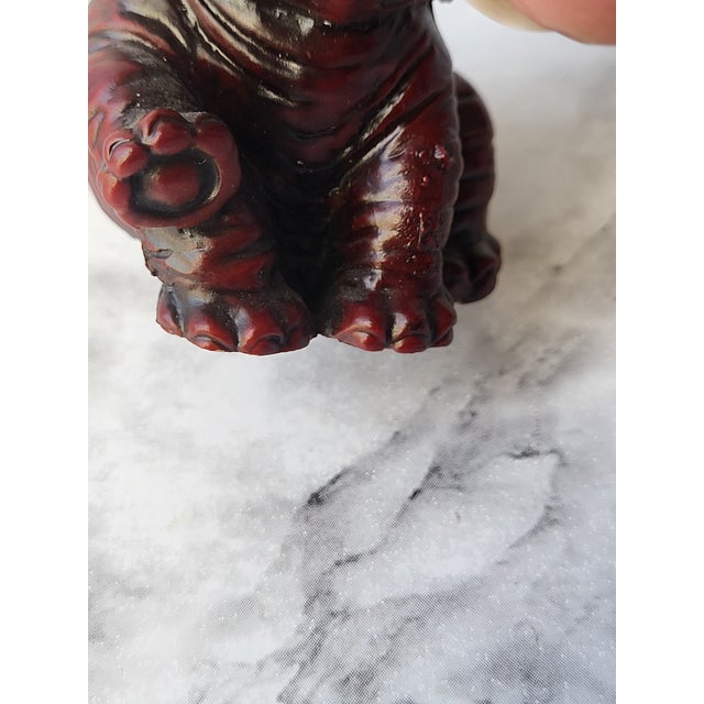 Red Boxwood Japanese Netsuke Elephant For Sale - Image 11 of 14