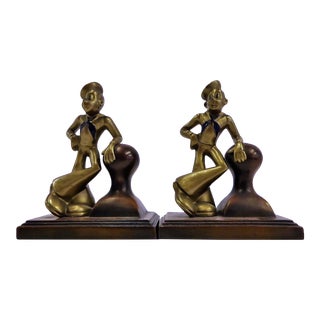 1940s Nuart Creations Navy Sailors Bronzed Metal Book Ends - a Pair For Sale