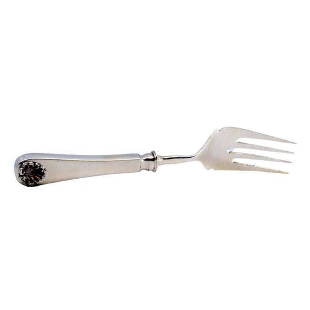 Metal Plain Silver Fish Serving Fork with Shells For Sale - Image 7 of 7