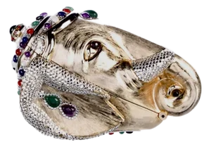 1980s Judith Leiber Elephant Jaipur Crystal Gems Minaudière Evening Shoulder Clutch Bag Vintage