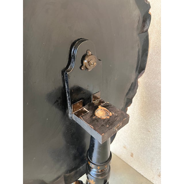 19th Century Victorian Hand Painted & Ebonized Tilt-Top Side Table With Inlays For Sale - Image 11 of 13