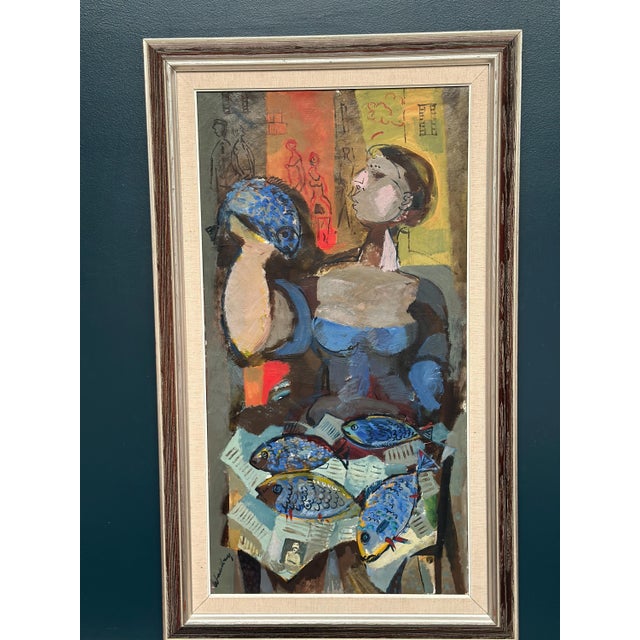 Bertil Wahlberg, Fishmonger, 1960s, Oil Painting on Canvas, Framed For Sale - Image 15 of 16
