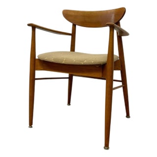 Vintage Mid-Century Modern Sculptural Armchair With Upholstered Seat For Sale