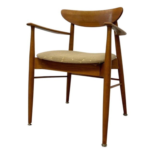 Vintage Mid-Century Modern Sculptural Armchair With Upholstered Seat For Sale