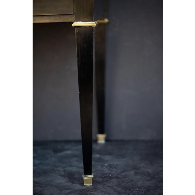 French Louis XVI Ebonized Writing Table or Desk With Embossed Leather Top For Sale - Image 4 of 13