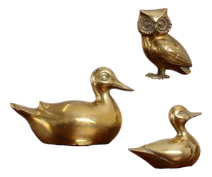 Brass Bird Figurines, 1970s, Set of 3