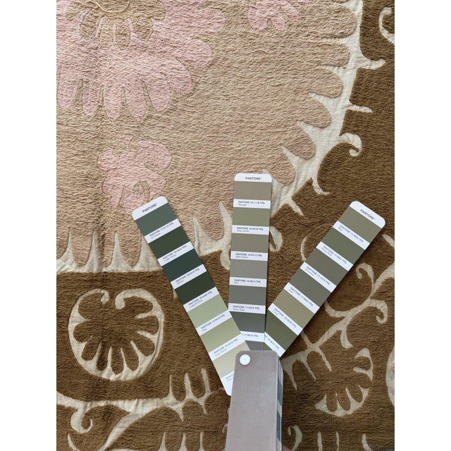 Mid 20th Century Suzani Tablecloth From Asian 4'6'' X 5'1'' For Sale - Image 17 of 18