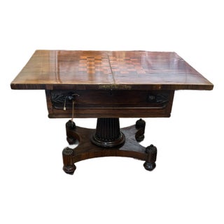 19th Century Mahogany Inlaid Small Coffee Table With Checkerboard Top For Sale