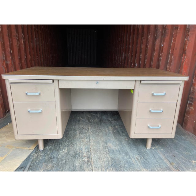 1970s Vintage Mid Century Modern Metal Tanker Desk For Sale - Image 11 of 11