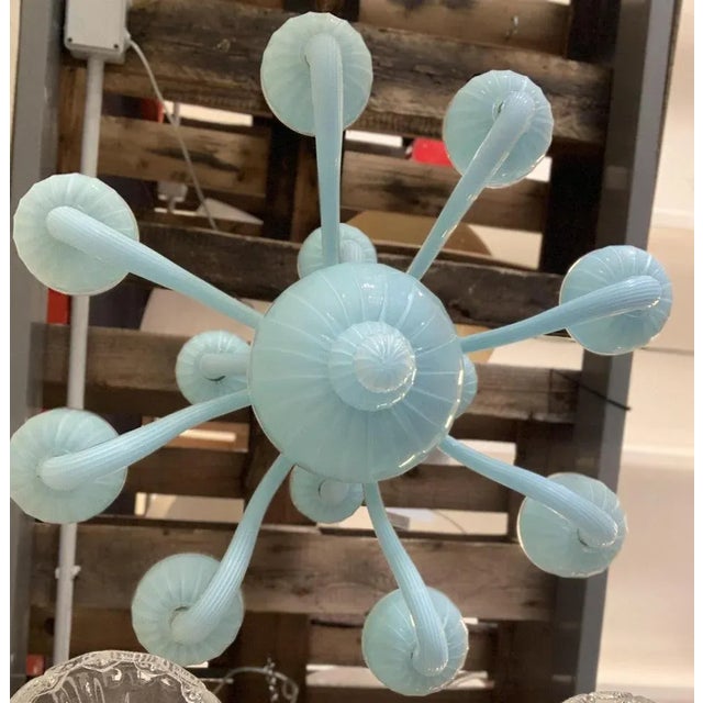 Matte Light-Blue Murano Style Glass Chandelier from Simoeng For Sale - Image 10 of 13