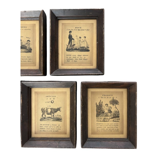 Set of 5 Antique English Regency Era Framed Grammar Prints, Circa 1800–1830 For Sale - Image 4 of 11