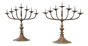 Vintage Brass and Copper Candleholders, 1950s, Set of 2