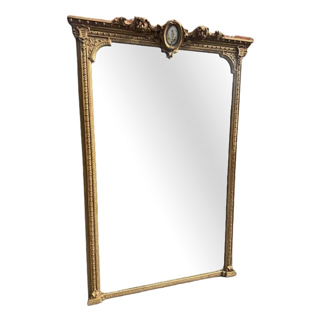 Large Antique French Gilt Mirror, 1800s For Sale