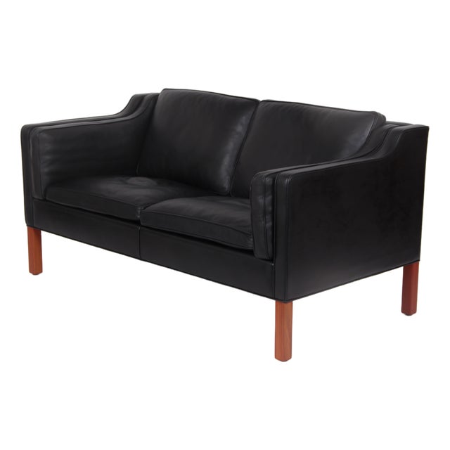 Black Leather Model 2212 Sofa by Børge Mogensen for Fredericia, 2010s For Sale