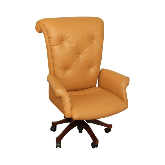 Leathercraft Tufted Leather Executive Office Armchair (C) For Sale - Image 13 of 13