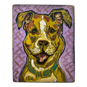 Dog Portrait Original Oil British of a Labrador, Pit Bull or Great Dane Signed Pet Portrait
