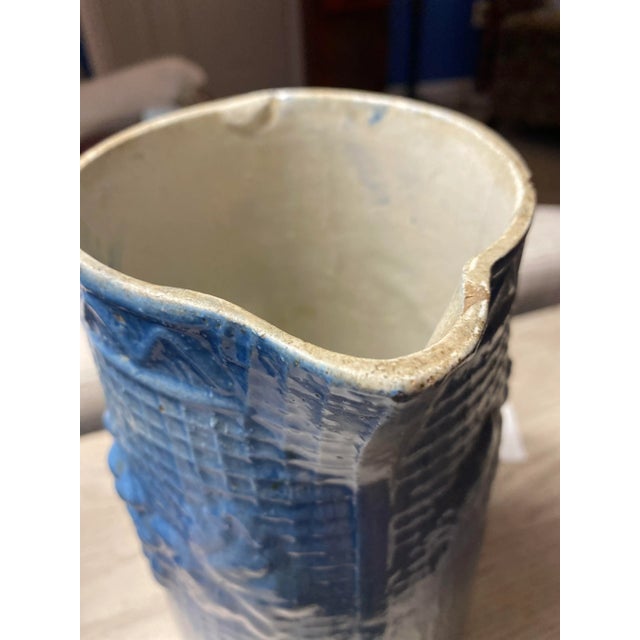 Late 19th Century Antique North Star Blue and White Stoneware Pitcher For Sale - Image 5 of 9