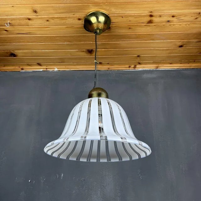 Vintage White Murano Pendant Lamp, Italy, 1970s For Sale - Image 9 of 11