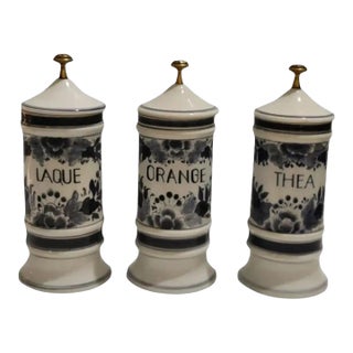 Maitland-Smith Porcelain Apothecary Jars ~ Set of 3 ~ Circa 1980 For Sale