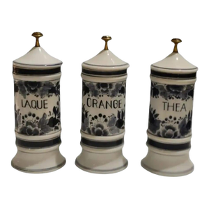 Maitland-Smith Porcelain Apothecary Jars ~ Set of 3 ~ Circa 1980