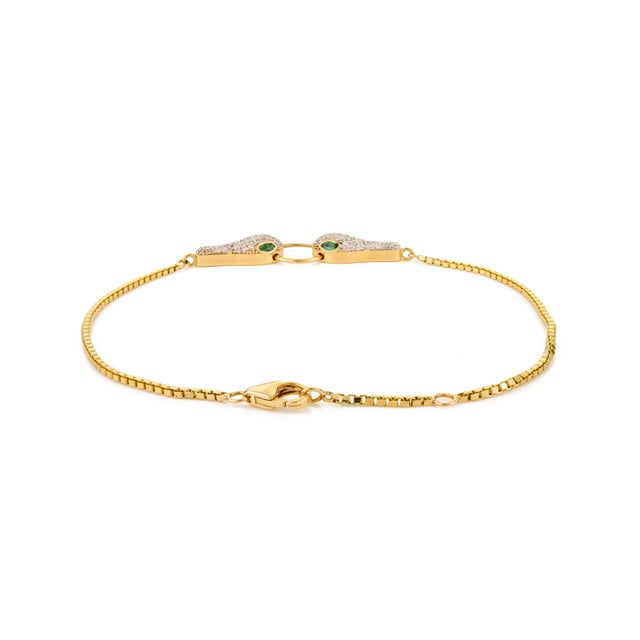 Not Yet Made - Made To Order 18k Gold Emerald Diamond Snake Bracelet For Sale - Image 5 of 10