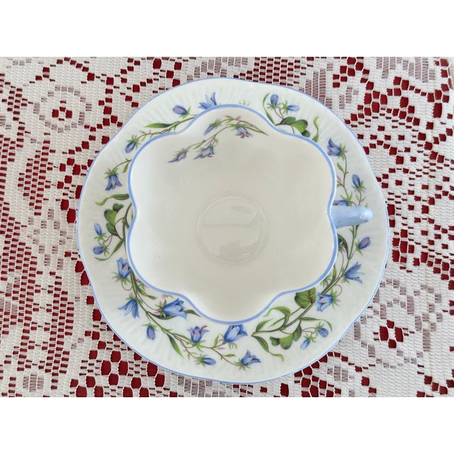 Ceramic 1950s Shelley Harebell Blue Tea Cup & Saucer: Dainty English Bone China Teacup For Sale - Image 7 of 7