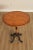 High Quality Burl Wood Round Top Bar Table, Raised on Wood and Bronze Pedestal Base By Theodore Alexander (Not Labeled)