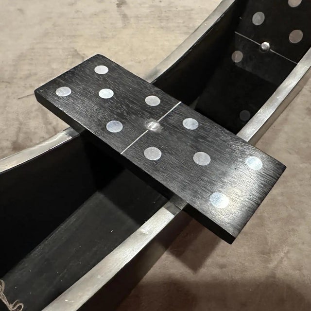 Modern 1990s Modern Luxury Wood and Silver Plated Italian Domino Table Game For Sale - Image 3 of 13