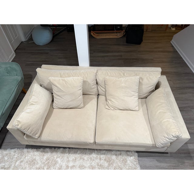 2020s West Helm Harmony 82" Sofa, Down Blend, Performance Velvet, Sand, Dark Walnut For Sale - Image 5 of 5
