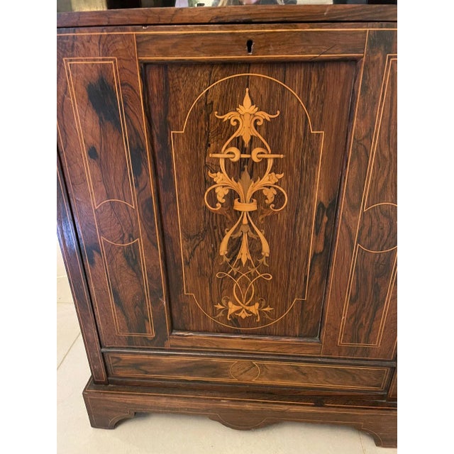 Antique Edwardian Rosewood Inlaid Side Cabinet For Sale - Image 11 of 14