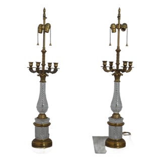 1950s Warren Kessler Crystal Candelabra French Style Lamps - a Pair For Sale