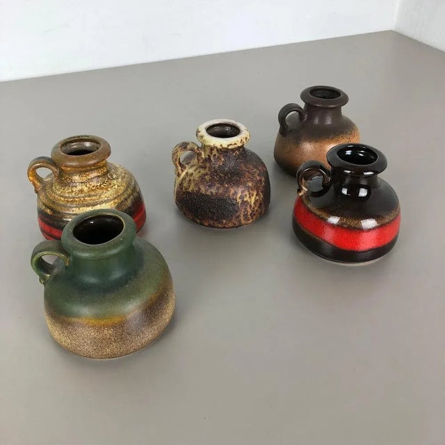 Fat Lava Ceramic 493-10 Vases from Scheurich, Germany, Set of 5 For Sale - Image 12 of 18