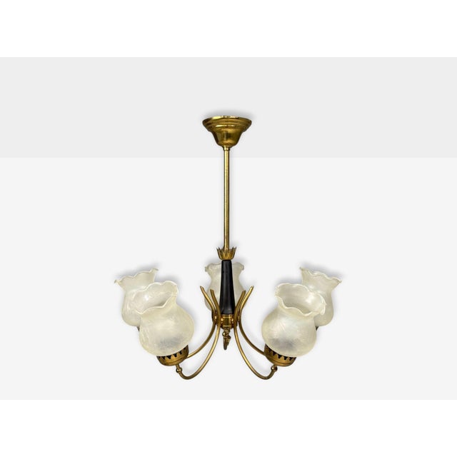 Mid-Century Modern Swedish Modern, Pendant Light, Brass, Glass, Sweden, 1950s For Sale - Image 3 of 15