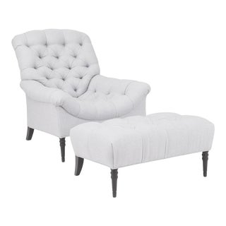 Mary McDonlad Rowen Tufted Chairs and Coordinating Ottoman - a Pair For Sale