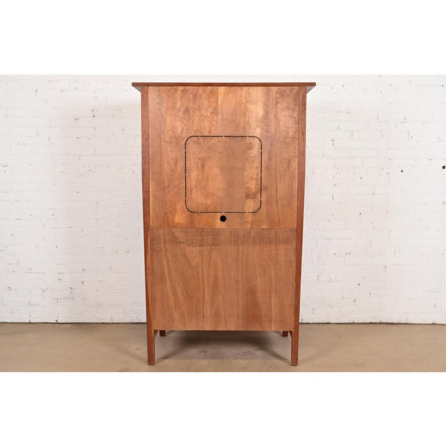 Late 20th Century Stickley Harvey Ellis Collection Mission Arts & Crafts Cherry Wood and Tiger Maple Media Armoire Cabinet For Sale - Image 13 of 14