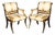 Pair English Regency Thomas Hope Style Ebonized & Gilt Armchairs For Sale