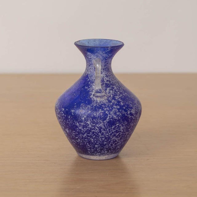 Glass 1960s Italian Blue Scavo Vase For Sale - Image 7 of 10