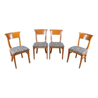 4 Vintage Isa International Biedermeier Style Modern Cherry Dining Side Chairs For Sale